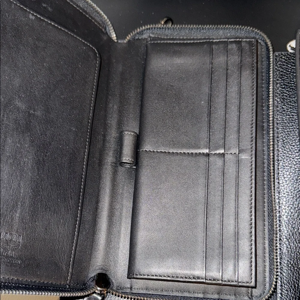 MCM Blue Wristlet Wallet with Gold and Black Stud Accents - Picture 9 of 11